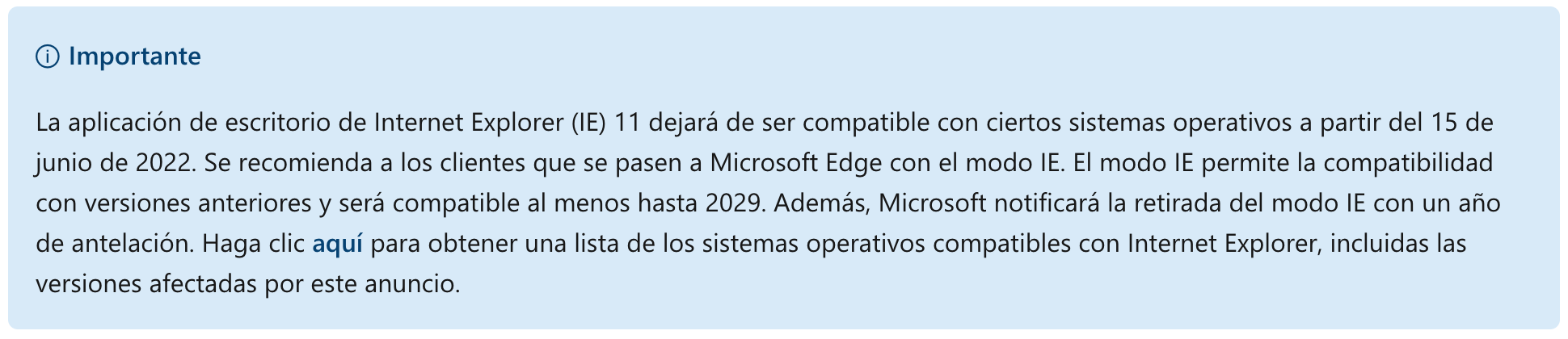 Fin del soporte de IE11